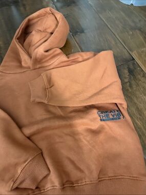 Zara Brown Rust Hoodie with Blue Logo